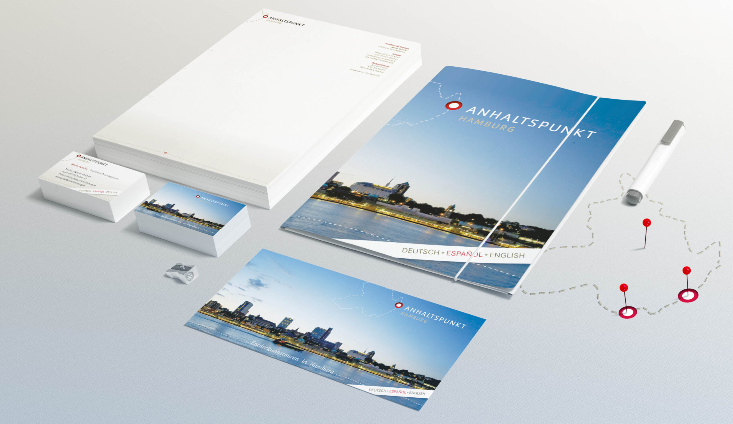 Namensfindung, Logo Design, Corporate Design, Printmaterial und Webdesign für Anhaltspunkt Hamburg