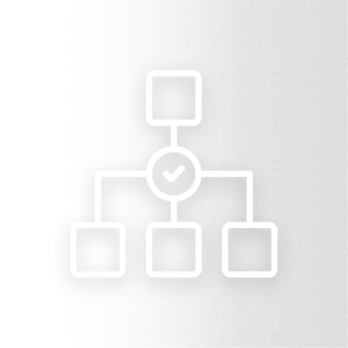 Symbolgrafik eines vernetzten Organigramms mit Häkchen als Darstellung für erfolgreiche Projektpartnerschaften.