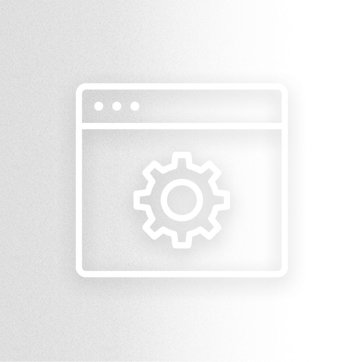 Symbolgrafik eines Browserfensters mit Zahnrad als Darstellung für Wartung, Hosting und technische Systempflege.