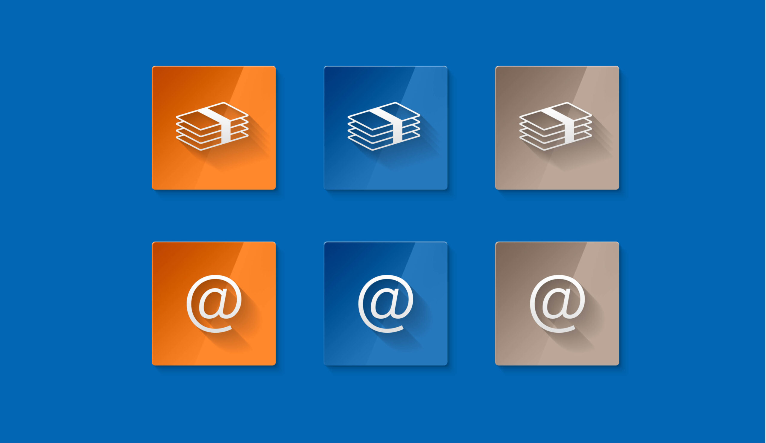 Grafische Symbole für Bargeld und digitale Kommunikation in den Volksbank-Farben Orange, Blau und Grau.